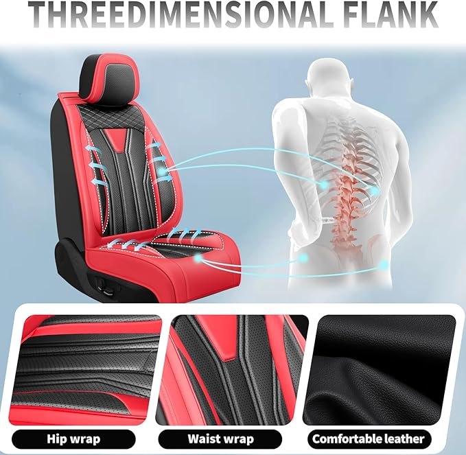 Fit CRV Car Seat Covers Premium Leather for Honda CRV cr-v 2011-2025 2026. Waterproof， Breathable, Scratch-Resistant & All-Weather Seat Cushion Protector (Front Seat,Red&Black)