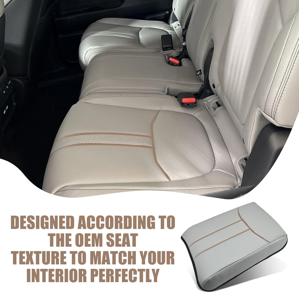 Muslogy Center Console Cover Compatible with Honda Pilot 2023 2024 2025, 2024 2025 2026 Ridgeline/Passport Accessories Armrest Pad Lid Cushion Console Protector Vegan Leather Extra Soft(Gray)