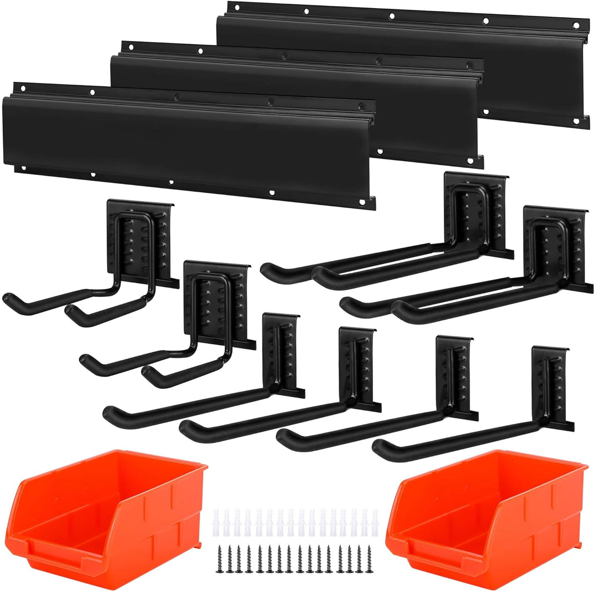 Garage Tool Organizer and Hanging Storage Rack, Heavy Duty Hooks for Organizing Various Tools in Shed, Garden, Yard