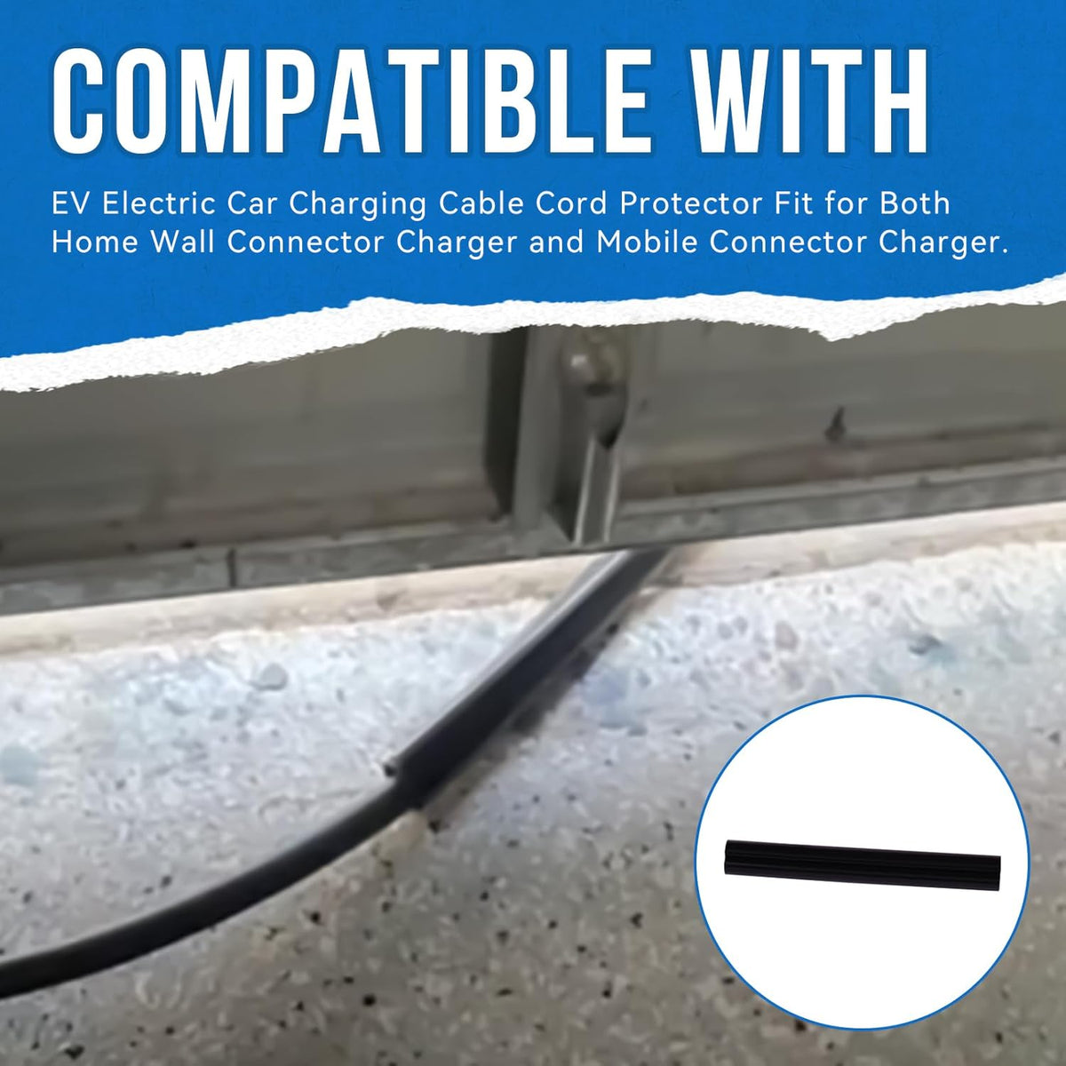 Cable Shield,EV Charger Cable Protector, Garage Door Pass Through,Floor Cable Cover Garage Cord Protector Fit for CS-1 Charger Large Size
