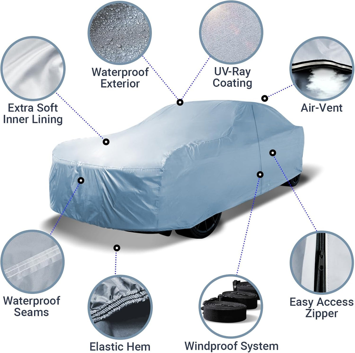 iCarCover Premium Car Cover for 1970-1972 Chevy Monte Carlo Heavy Duty Waterproof All-Weather Automobiles Custom Fit Indoor Outdoor UV Snow Protection Covers with Straps and Bag