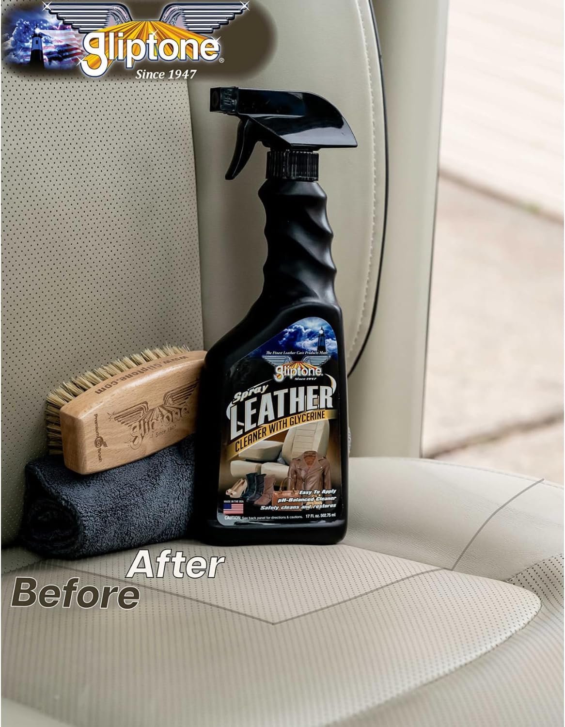 Spray Leather Cleaner with Glycerine Spray, pH Balanced, Safely Cleans and Restores, 17 fl oz