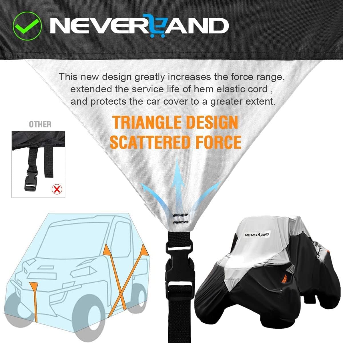 Neverland UTV Cover Waterproof 300D Heavy Duty 4-6 Seater 4 Door Side by Side Covers All Weather Protection Compatible with Polaris Ranger RZR General Can-Am Maverick Defender Kawasaki