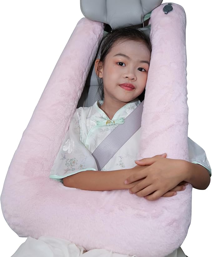 Car Pillow for Kids, Professional Inflatable Kids Car Pillow for Sleeping Carseat Travel - Safe, Reliable - Inflatable Travel Pillows for Kid Adult Car Seats Pink