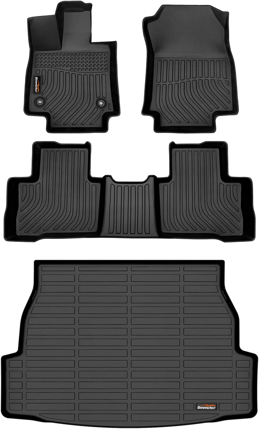 Binmotor-All Weather Floor Mats Cargo Liner for 2019-2024 2025 Toyota RAV4 Hybrid (Only Hybrid Models), Heavy Duty Car Trunk Mat Floor Liners for RAV4 Accessories-Black