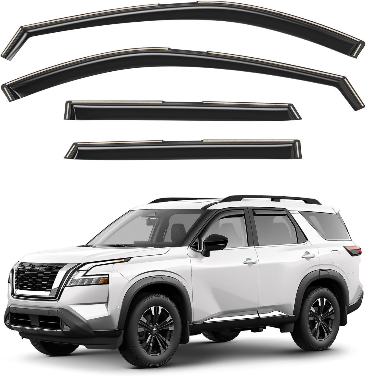 Window Deflectors Smoke Tinted in-Channel Side Window Vent Visor Deflectors Rain Guards Compatible with Nissan Pathfinder 2022-2025 - 4pcs. GW0848