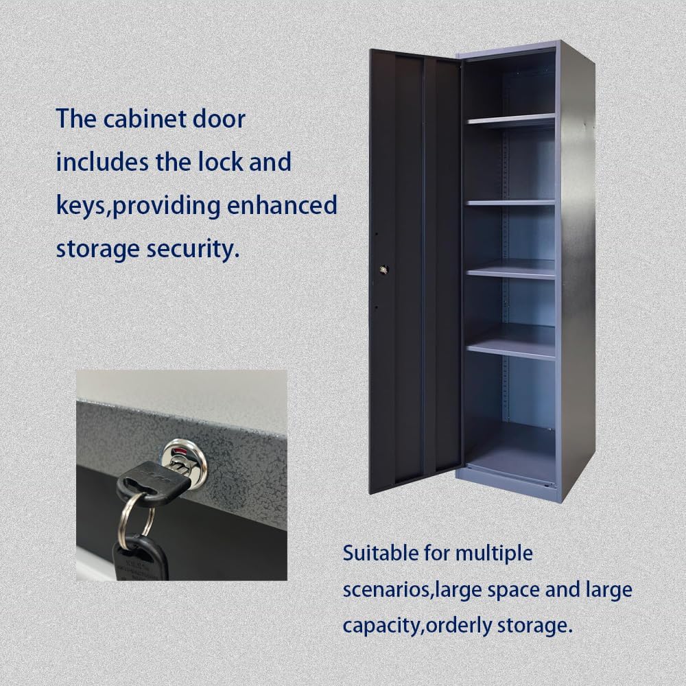 JZD Metal Garage Storage System, Lockable Tool Cabinet Workbench for Workshop, No Wall Mounting Needed, for Utility Room Pantry
