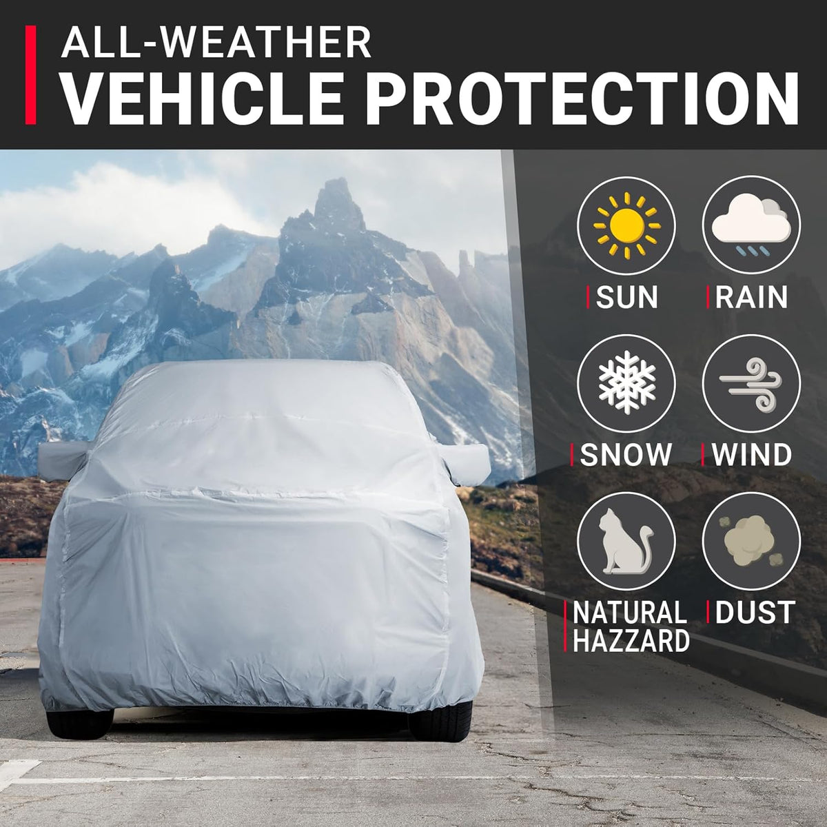 iCarCover Fits 2005-2023 Tacoma Double Cab, 6.1 ft Regular Bed Toyota Truck Cover Automobiles Form-Fit Padded Full Exterior Waterproof Automobiles Protection Covers