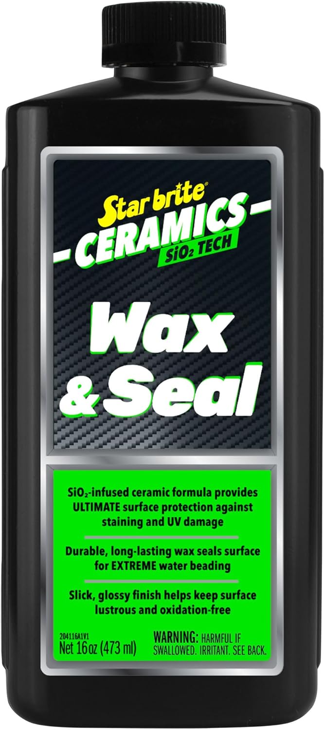 STAR BRITE Ceramics Wax & Seal - Green Apple Scent - SiO2 Tech for Ultimate Protection, Repels Water, Dirt, UV - Ideal for Fiberglass, Gelcoat, Painted Surfaces - 16 oz (204116)