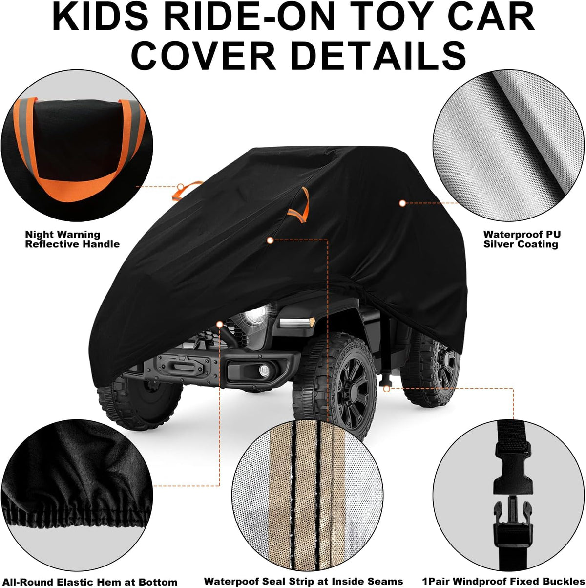 Kids Ride-On Toys Car Cover Waterproof,12/24V Powered Wheels Electric Battery Jeep Car Outdoor Protective Covers for Toddler Big Kids Children Tractor Truck Vehicle,All Weather Protection,55x33x32