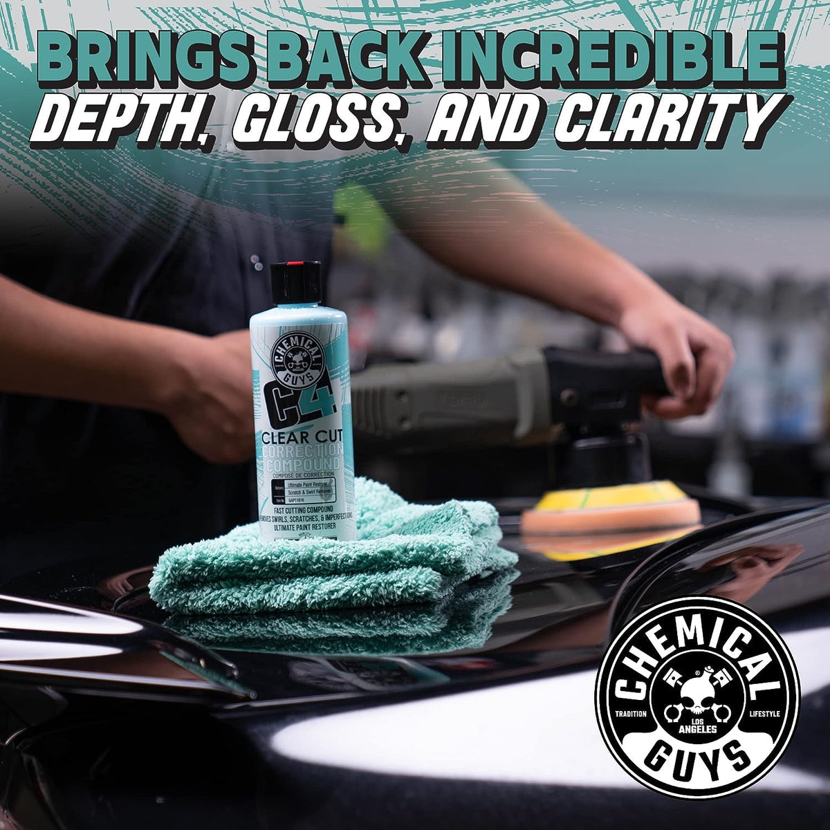 Chemical Guys C4 & P4 Clear Cut Correction Compound and Precision Paint Perfection Polish Combo, Paint Correction - Fixes Scratches, Swirls, Towel Marks, Etching, & More (2-16 fl oz)