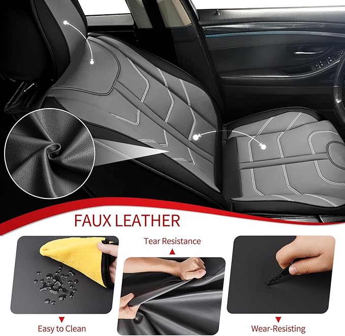 TTX LIGHTING Car Seat Covers fit for Chevrolet Malibu 2009-2026 Full Set: Premium Leather Automotive Seat Cover with Airbag Compatible Waterproof (5 Seats, Black & Gray)