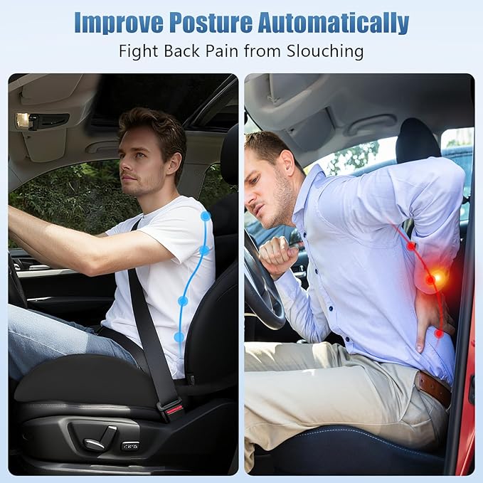 Car Seat Cushion for Truck and Car Drivers - Prevents Bedsores & Relieves Long-Drive Pain, Therapeutic Support for Sciatica, Hemorrhoids, Tailbone and Prostate, Enhanced View with Anti-Slip Base