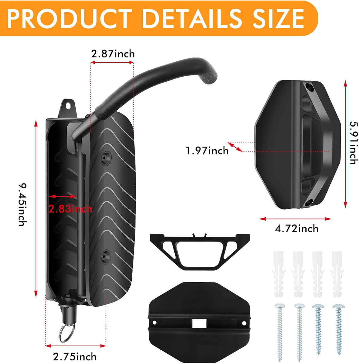 MILADO Wall Bike Rack, Swivel Bike Wall Mount for Garage, 150° Space Saving Vertical Bike Hangers for Storage, Hanging Bike Rack Holds Up to 66lbs, Easy to Install, 4 Pack, Black