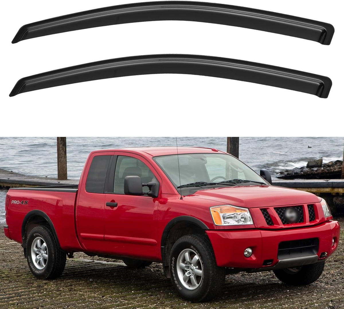 Window Visors Rain Guards for 2004-2015 Nissan Titan King Cab, Out-Channel Window Vent Wind Deflectors Visors Shades for 04-15 Nissan Titan Extended Cab, 2PCS