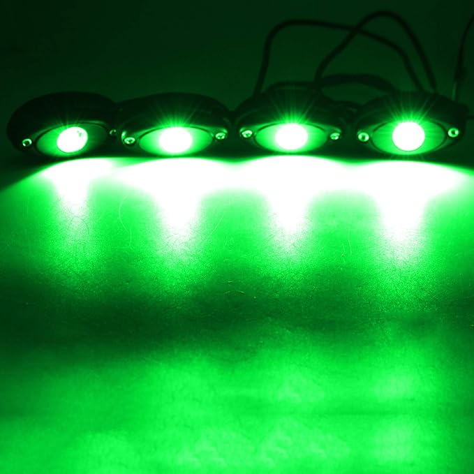 6 Pods LED Rock Lights for Jeep ATV UTV SUV RZR Off Road Ranger Pioneer Wheeler Truck Boat Underbody Glow Trail Rig Lighting Lamp Underglow LED Neon Lights Waterproof 12V-24V - Green