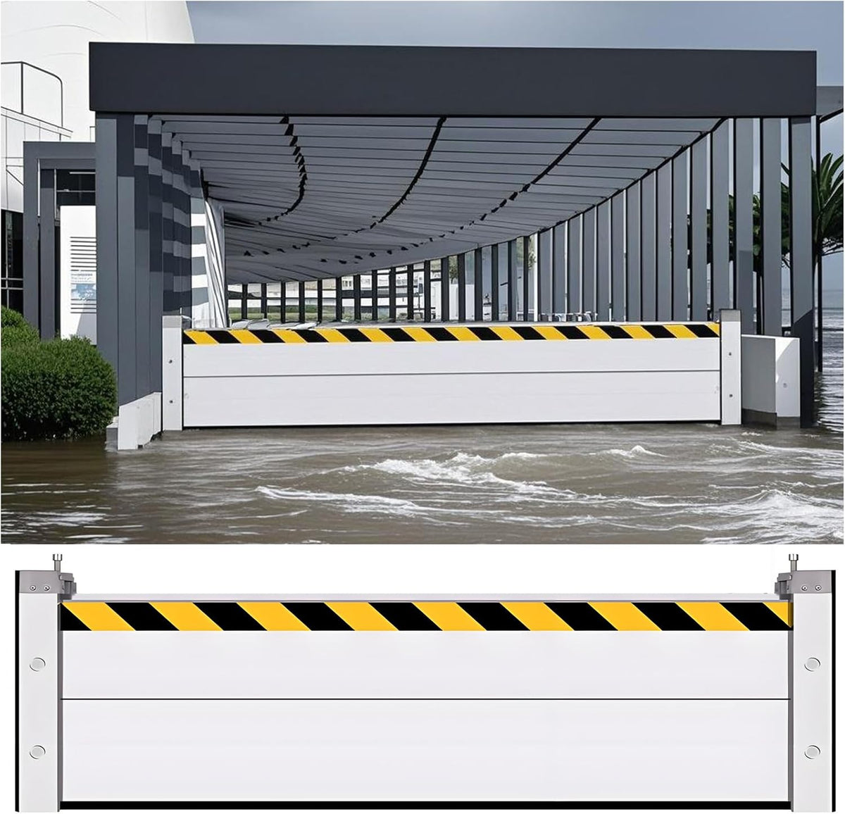 Flood Barriers for Home Exterior - Aluminum Alloy Outdoor Easy Flood Barrier Garage Doors Water Barriers for Flooding,H23.6 Inch/L10.5FT