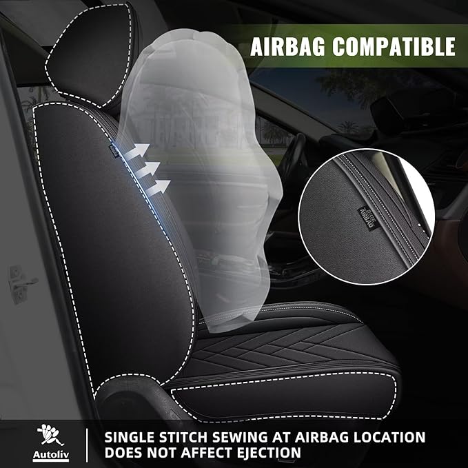 AOMSAZTO Car Seat Covers Fit for Subaru Legacy 1995-2024 2025 2026 Full Set Premium Seat Covers Waterproof Leather Automotive Seat Cushion Protector Compatible with Airbag(5 Seats,Black)