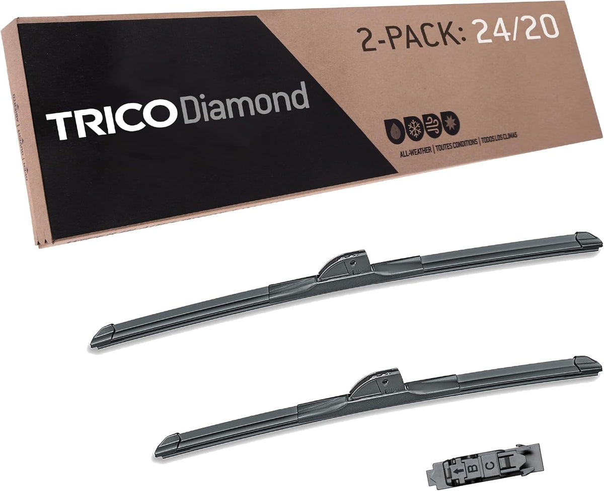 TRICO Diamond™ (25-2420) 24 Inch & 20 inch pack of 2 High Performance Automotive Replacement Windshield Wiper Blades For My Car Super Premium All Weather Beam Blade for Select Vehicle Models