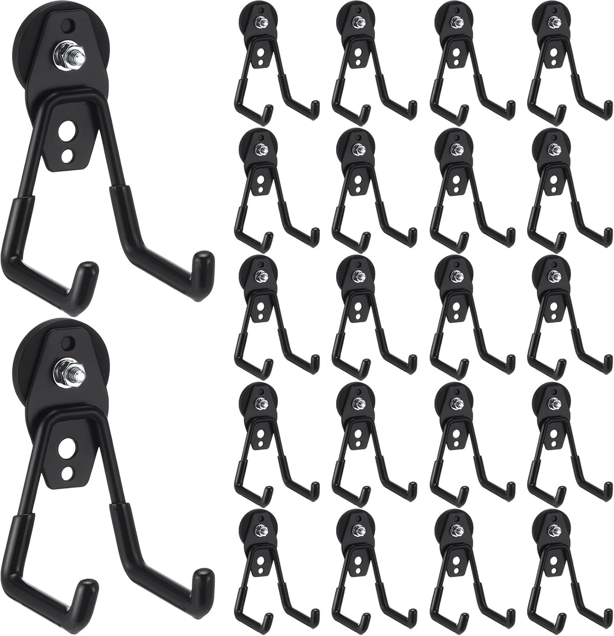Landhoow Large Magnetic Hooks Heavy Duty Garage Magnet Hooks Strong Storage Utility Magnetic Hangers with Anti Slip Rubber Coating for Indoor and Outdoor Hanging(Black,22 Pcs)