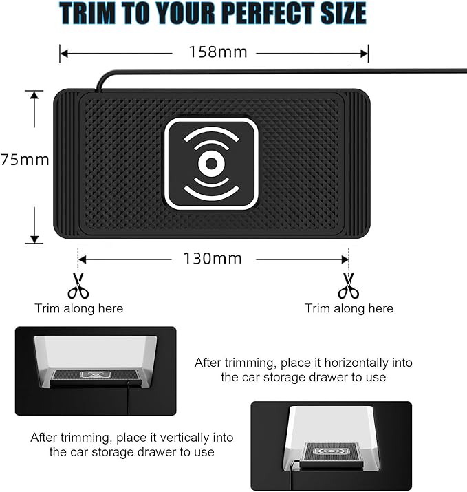 Wireless Charging Pad for Car for Ford F250 350 450 Edge SMax, 15W Fast Wireless Charger Mat Non-Slip Silicone Car Center Console Phone Charging Pad,A/15W-Type-c