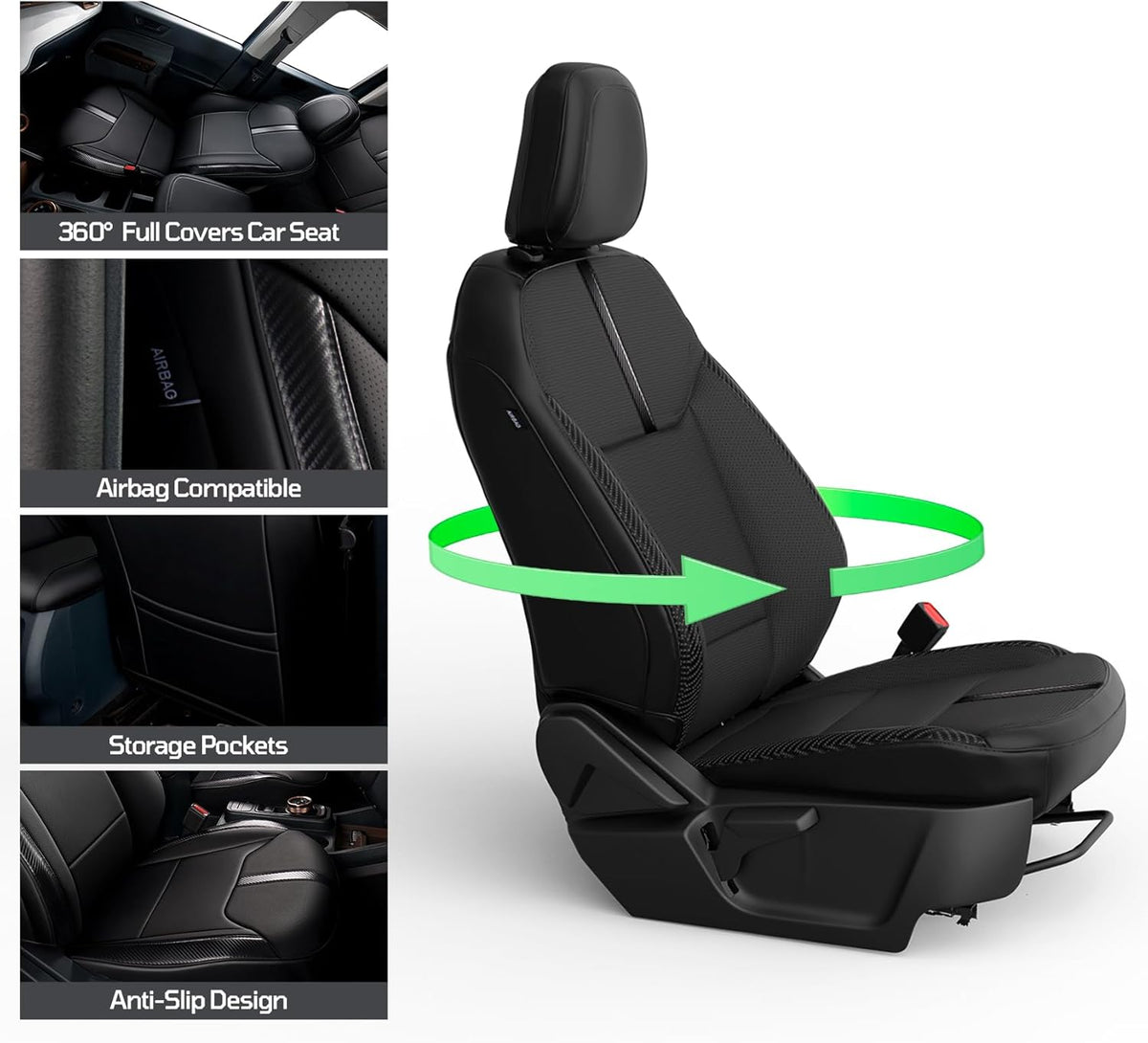 for Ford Maverick Custom Car Seat Covers Full Set,Full Coverage Design Car Seat Compatible with Airbags ,Easy to Install leather Seat Covers,Fit Ford Maverick 2022-2025 XL XLT Lariat Models (Black)