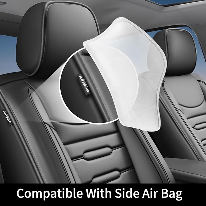 Fit Outback Car Seat Covers for Subaru Outback 2010-2024 2025 2026 - Upgraded Premium Waterproof & Breathable Leather, Airbag Compatible, All-Weather Seat Cushion Protector (Full Set, Black)
