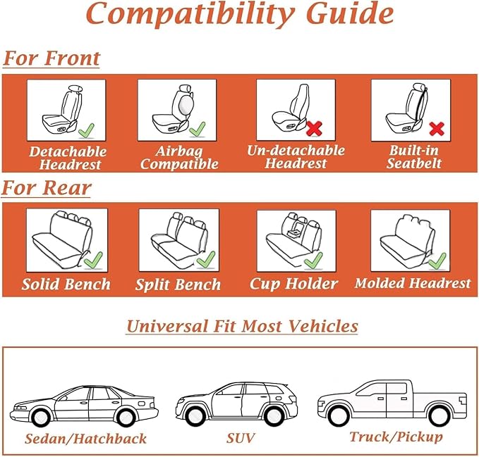 Coverado Car Seat Covers Full Set, Car Seat Protector Waterproof, Nappa Leather Car Seat Cushion, Seat Covers for Cars, Front Seats and Back Universal Fit for Most Cars