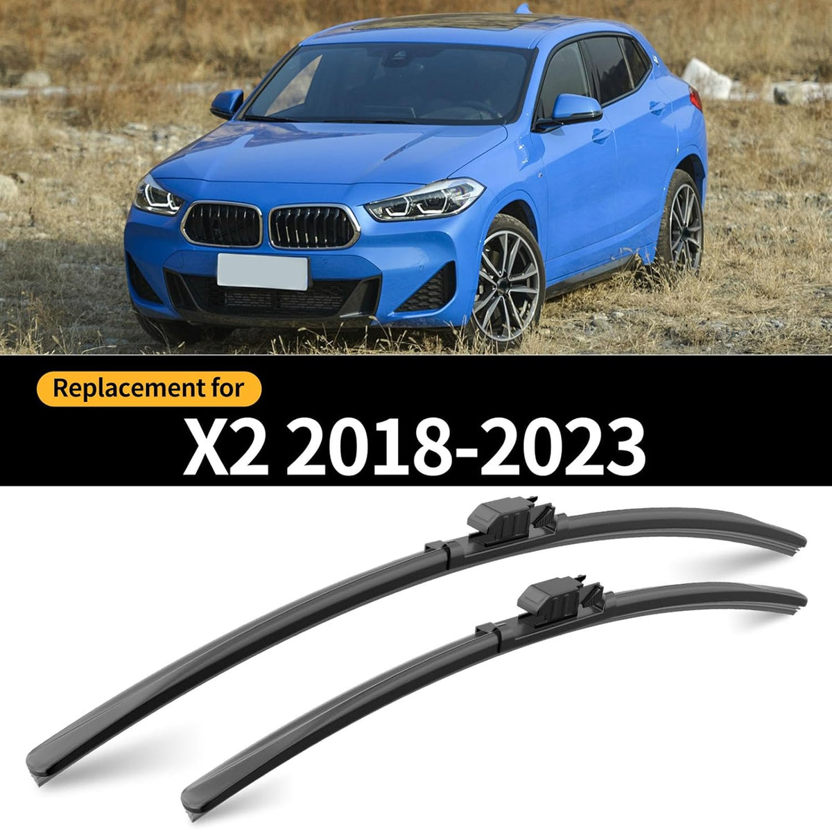 Replacement for BMW X2 2018-2023 Windshield Wiper Blade-3 Pieces of Car Front and Rear Window Wiper Blades