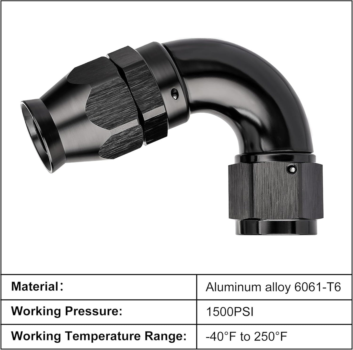 EVIL ENERGY 12AN 120 Degree PTFE One Piece Full Flow End Hose Fitting Aluminum Black