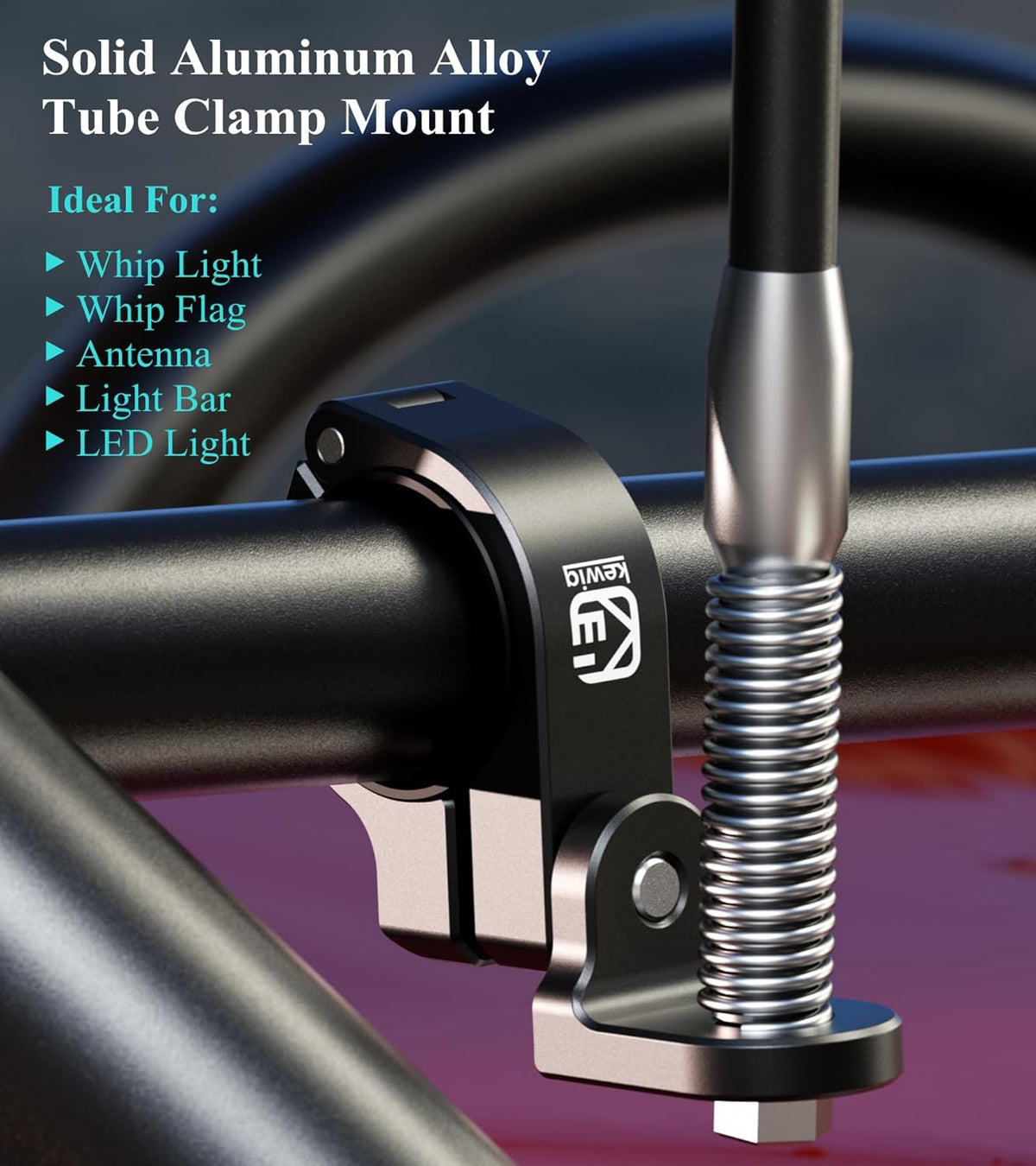 BRCOVAN Whip Light Flag Mount, Aluminum Alloy Off-Road LED Light Bar Mounting Bracket, Fit for Round Rails/Handlebars 0.875''/1"/1.125''/1.26"/1.375'' in Diameter, for ATV UTV Car Motorcycle Truck
