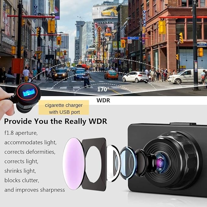 Dash Cam Front and Rear, Dash Camera for Cars with 32G Card Super Night Vision, Car Dash Cam 1080P Dashboard Camera with G-Sensor, Parking Monitor, Loop Recording, Motion Detection Car Camera