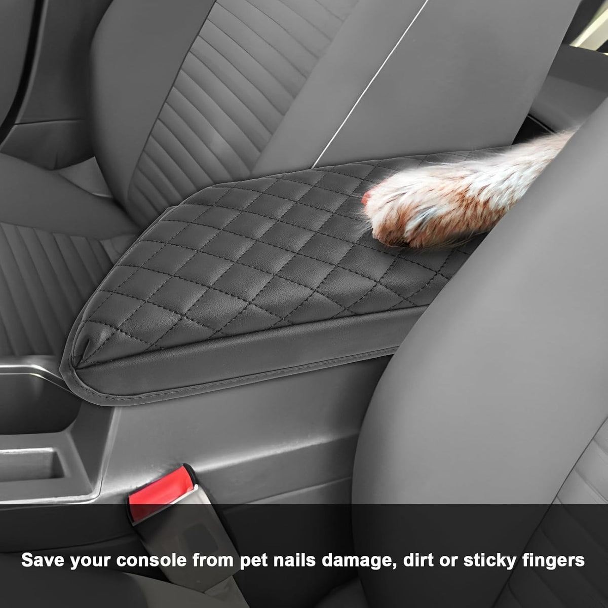 SXCY for 2020-2025 VW Jetta Armrest Cover for Volkswagen Jetta 2025 Accessories 2020-2024 2025 Jetta Center Console Cover 2025 Jetta Middle Console Cover (Black Checkered Pad)