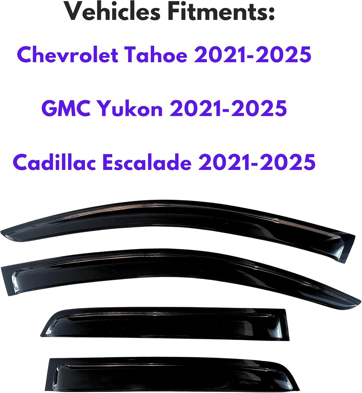 KPY Window Visors Rain Guards for 2021-2025 Chevy Tahoe & GMC Yukon & Cadillac Escalade, Tape-on Window Wind Deflectors Vent Shades, 2021 2022 2023 2024 2025 (Not for XL Model)