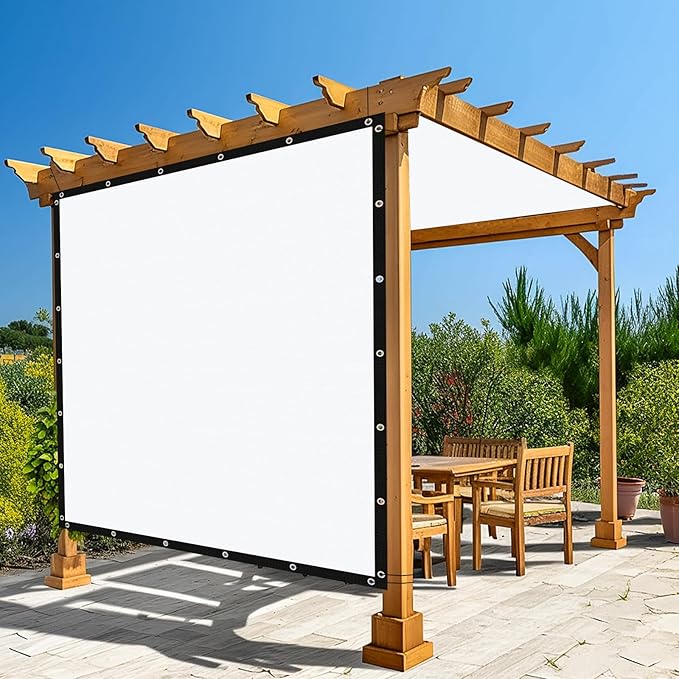 Amagenix 90% Pergola Shade Cover 10' X 10' Sun Shade Cloth with Grommets for Outdoor Garden Patio Porch, Commercial Grade 200 GSM - Cable Zip Ties Included (We Customized) GN108, White
