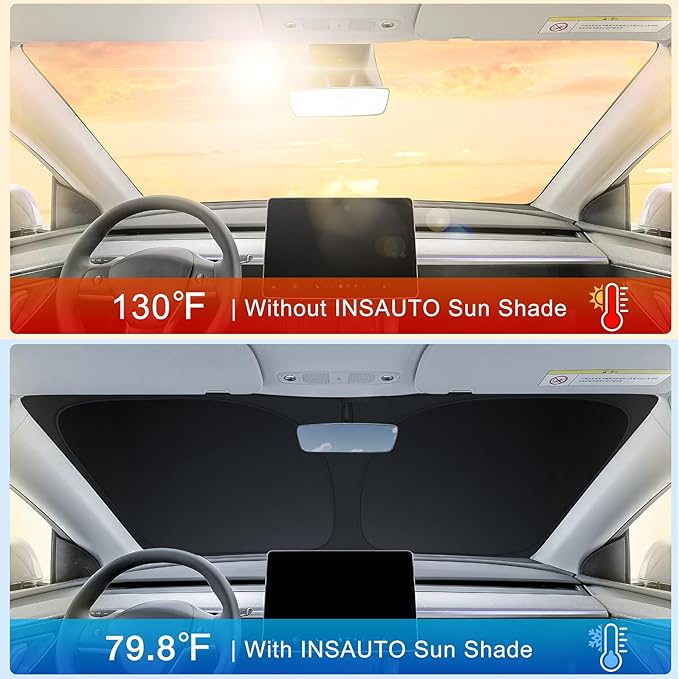 INSAUTO Custom Fit Windshield Sun Shade Accessories for Audi Q5 2018-2026, Foldable Front Window Sunshade, UV & Heat Reflector, Keeps Interior Cool, Includes Storage Bag