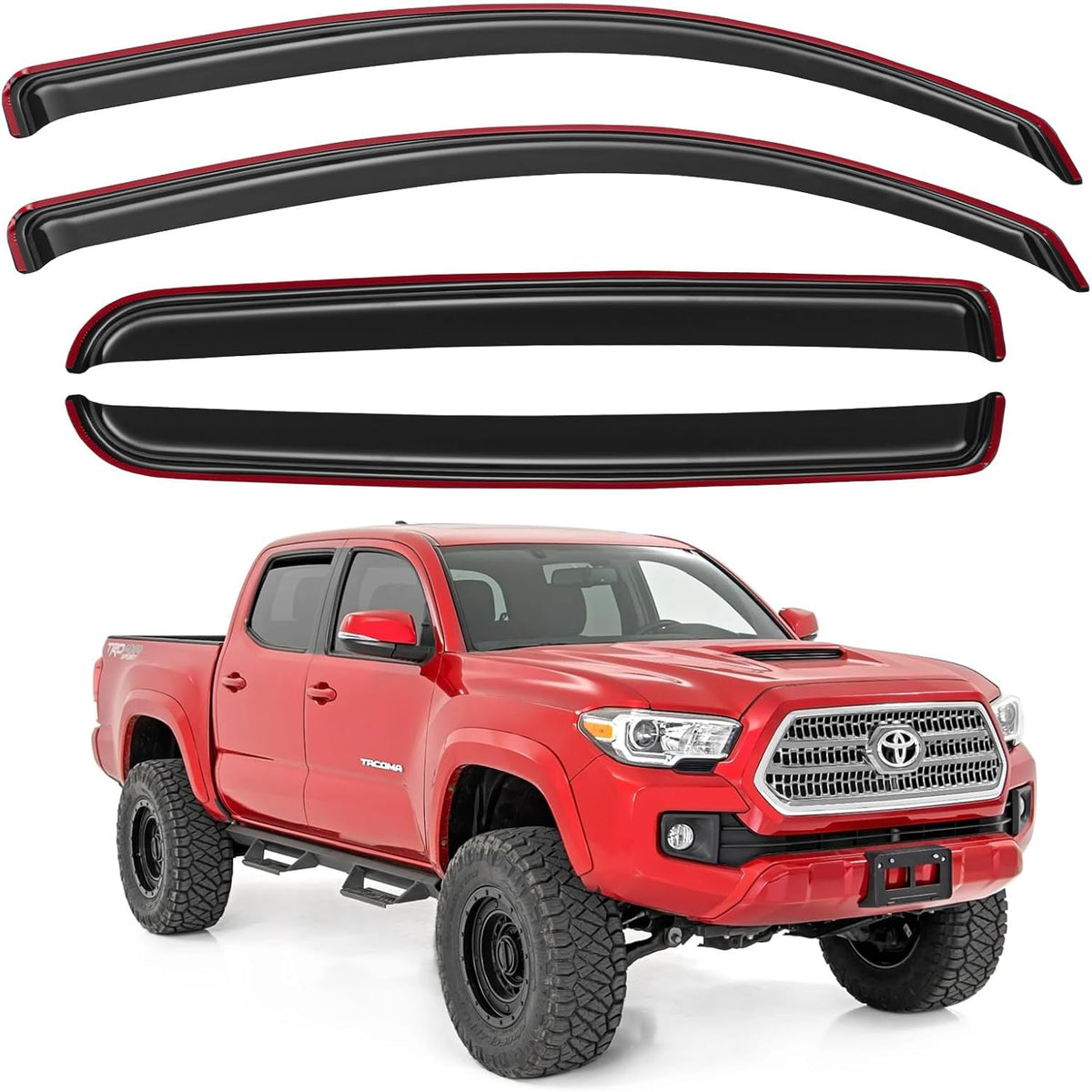 in-Channel Window Visors Rain Guards for 2016-2023 Toyota Tacoma Double Cab, Window Vent Wind Deflectors Visors Shades for 16-23 Tacoma