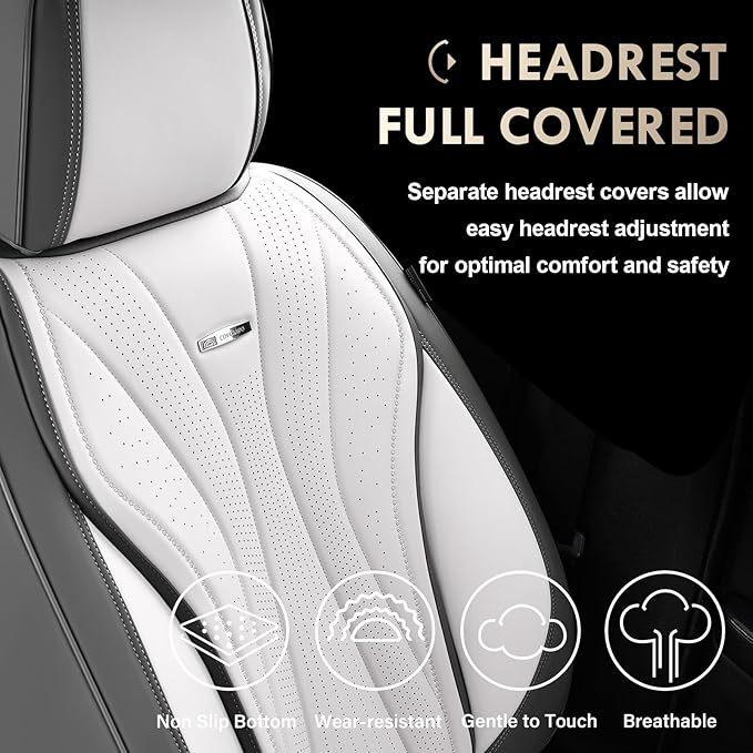 Coverado Front Seat Covers, Luxury Leather Seat Covers for Cars, Automotive Seat Cover, Car Seat Protector Waterproof, Premium Car Seat Covers Car Seat Cushions Universal Fit for Most Cars (Gray&Pink)