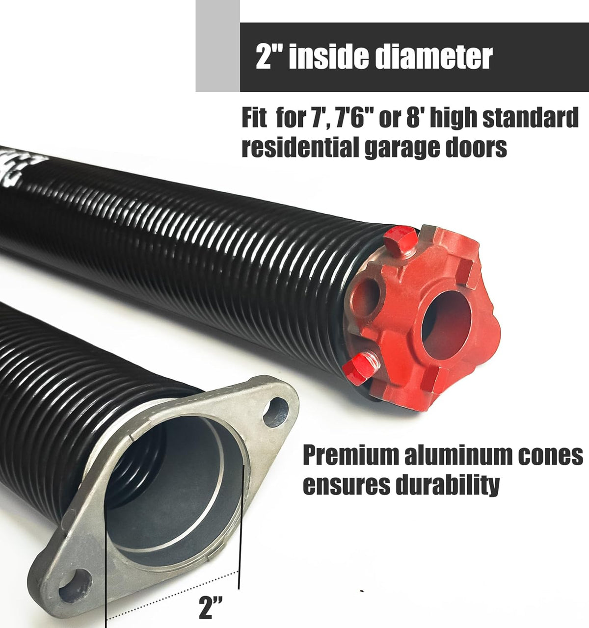 Garage Door Torsion Spring Set, Pair of 2" Electrophoresis Coated Garage Door Spring Replacement with 2 Non-Slip Winding Bars and Bearing, Minimum 16000 Cycles (.250x2x30")