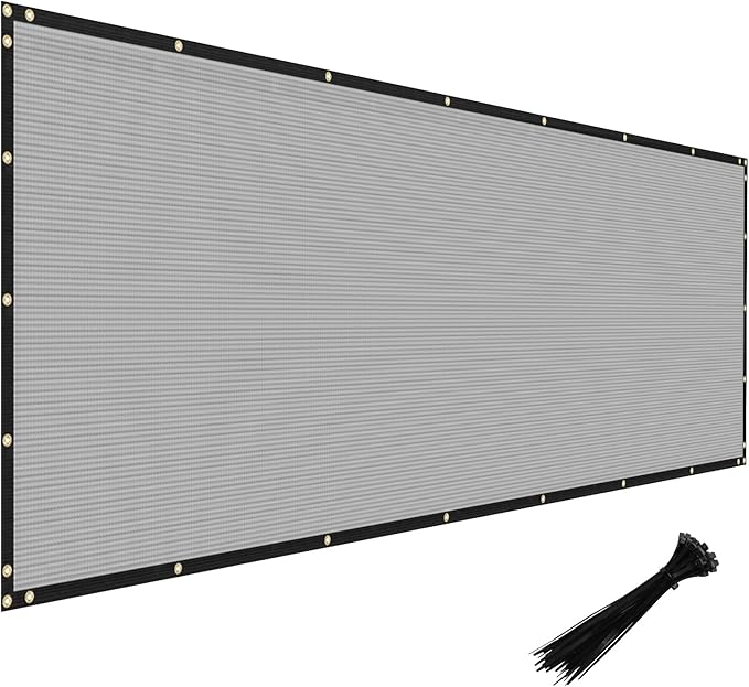 Windscreen4less Privacy Fence Screen Heavy Duty Windscreen Fencing Mesh Fabric Shade Net Cover with Brass Grommtes for Outdoor Wall Garden Yard Pool Deck, 8'x24' Light Gray