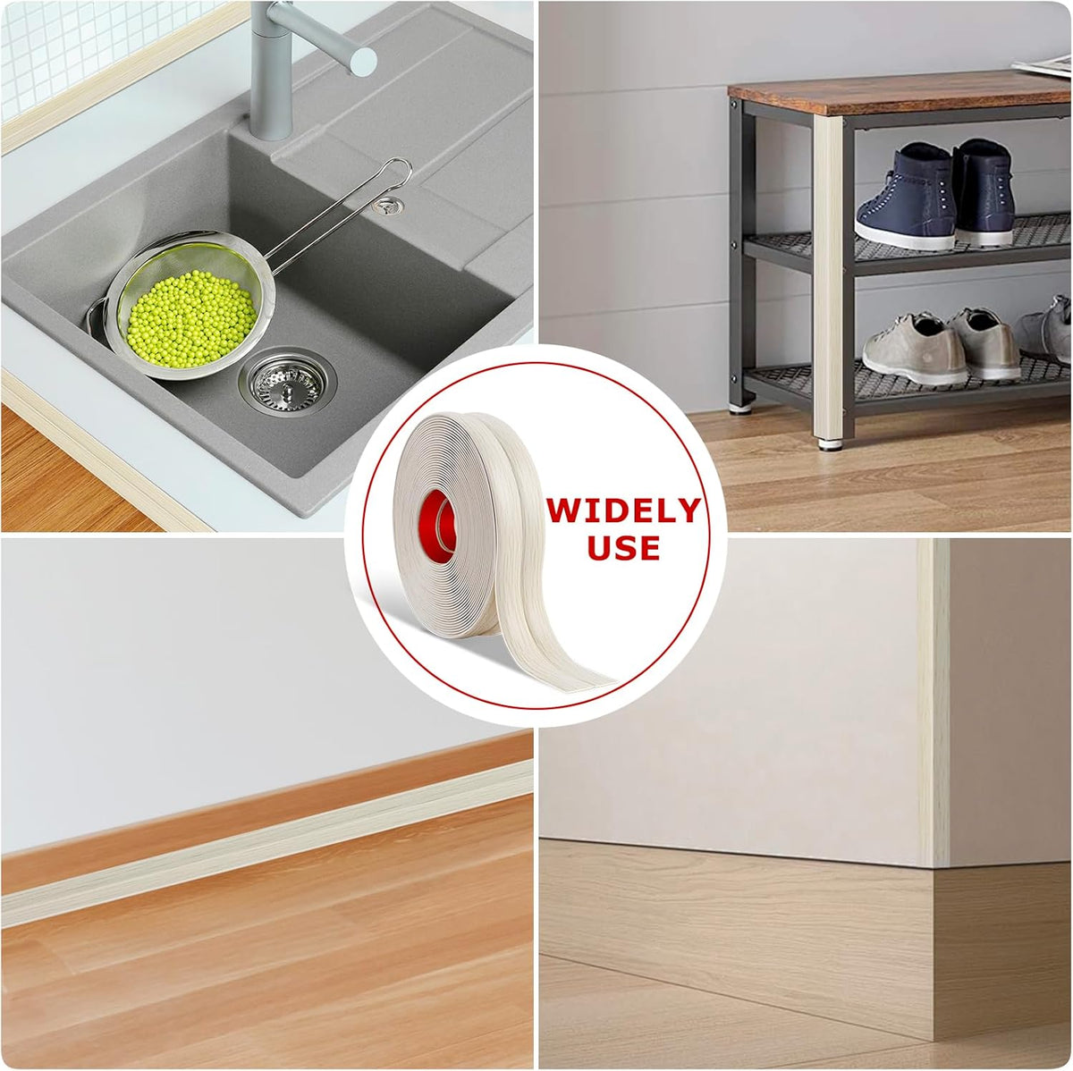 Flexible Wall Corner Protector Moulding Trim Peel and Stick Wall Corner Guards Edge Protector Self Adhesive Molding Trim Strip for Edge Ceiling (Beige Wood Grain, 2.4 in x 40 Ft)