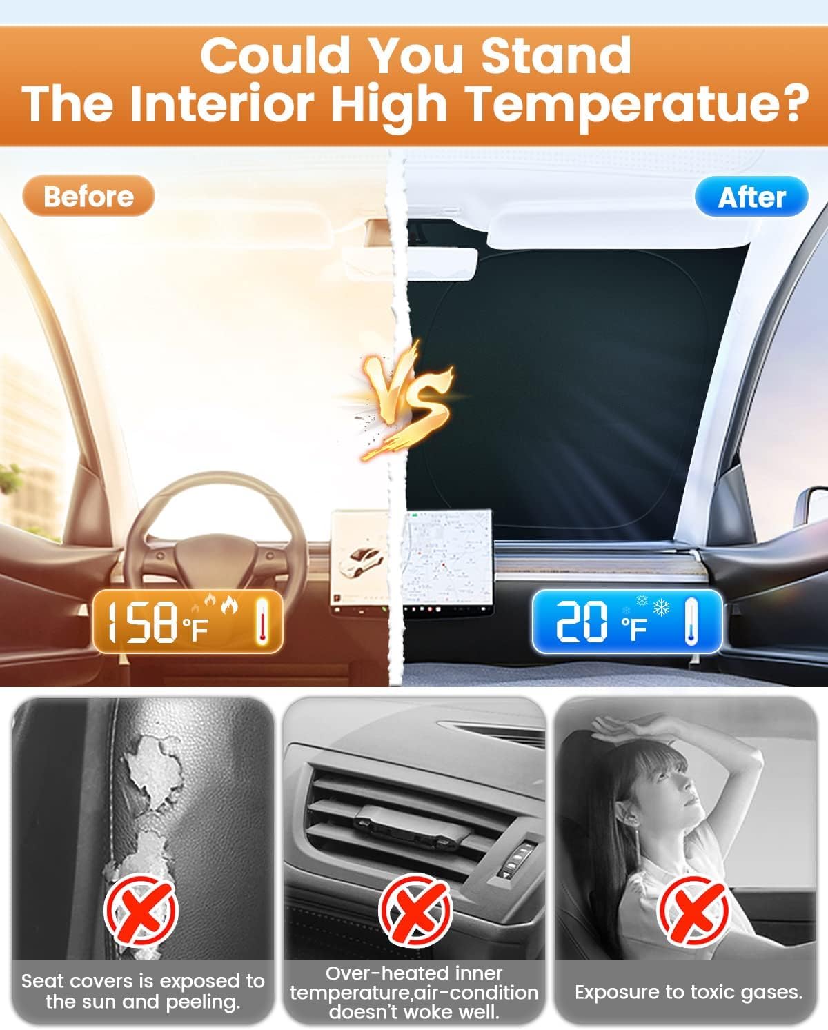 KUST Windshield Sun Shade Custom Fit for Hyundai Palisade 2020 2021 2022 2023 2024 2025 Sun Shade Front Windshield Sun Visor Foldable Thicker 5-Layer Block Heat and Sun UV Rays