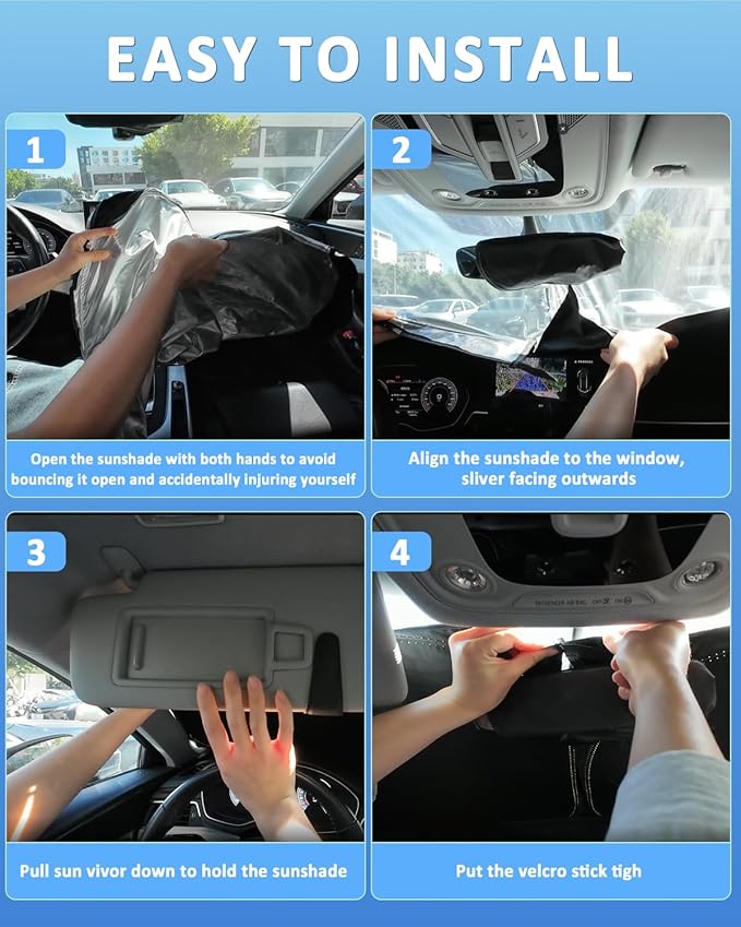 Windshield Sunshade for BMW 2-Series 2022-2026 Sun Shade Car Windshield Accessories Upgrade 4 Layers Blocks UV Rays Custom Fit 2-Series 240T Car Window Shades Front Windshield Keep Cool Foldable