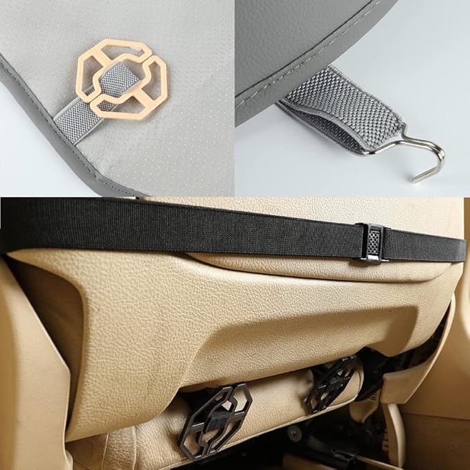 Black Panther PU Car Seat Cover, Front Seat Protector Compatible with 90% Vehicles,Embroidery,Anti-Slip & Full Wrapping Bottom W55cm*D54cm(21.65''*21.26'')(1Piece,Gray)