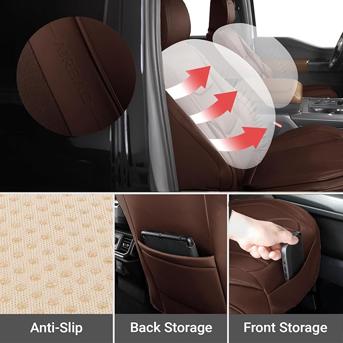 Coverland Custom Fit Car Seat Covers for Car Compatible with [Accord, Prius Prime, Avalon, Legacy, WRX, BRZ] Premium Waterproof Non-Slip Interior Seat Protector [Front Dark Brown- Size Chart A19]