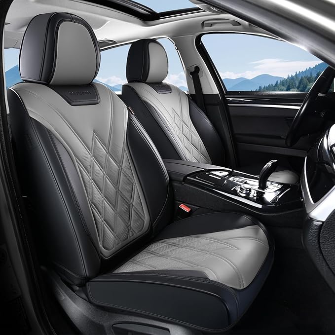 Coverado Car Seat Covers, Front Covers for Cars, Car Seat Cover Front Seats, Automotive Seat Cover, Waterproof, Leather Car Seat Cushion, Universal Interior Covers Seat Protectors for Most Cars
