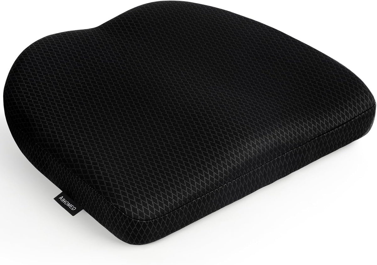 Office Chair Cushion - Breathable Pressure Relief Seat Cushion with Hours Sitting on Gaming/Car/Wheelchair, Extra-Dense Air Fiber for Orthopedic Coccyx, Sciatica & Hip Support (Black)