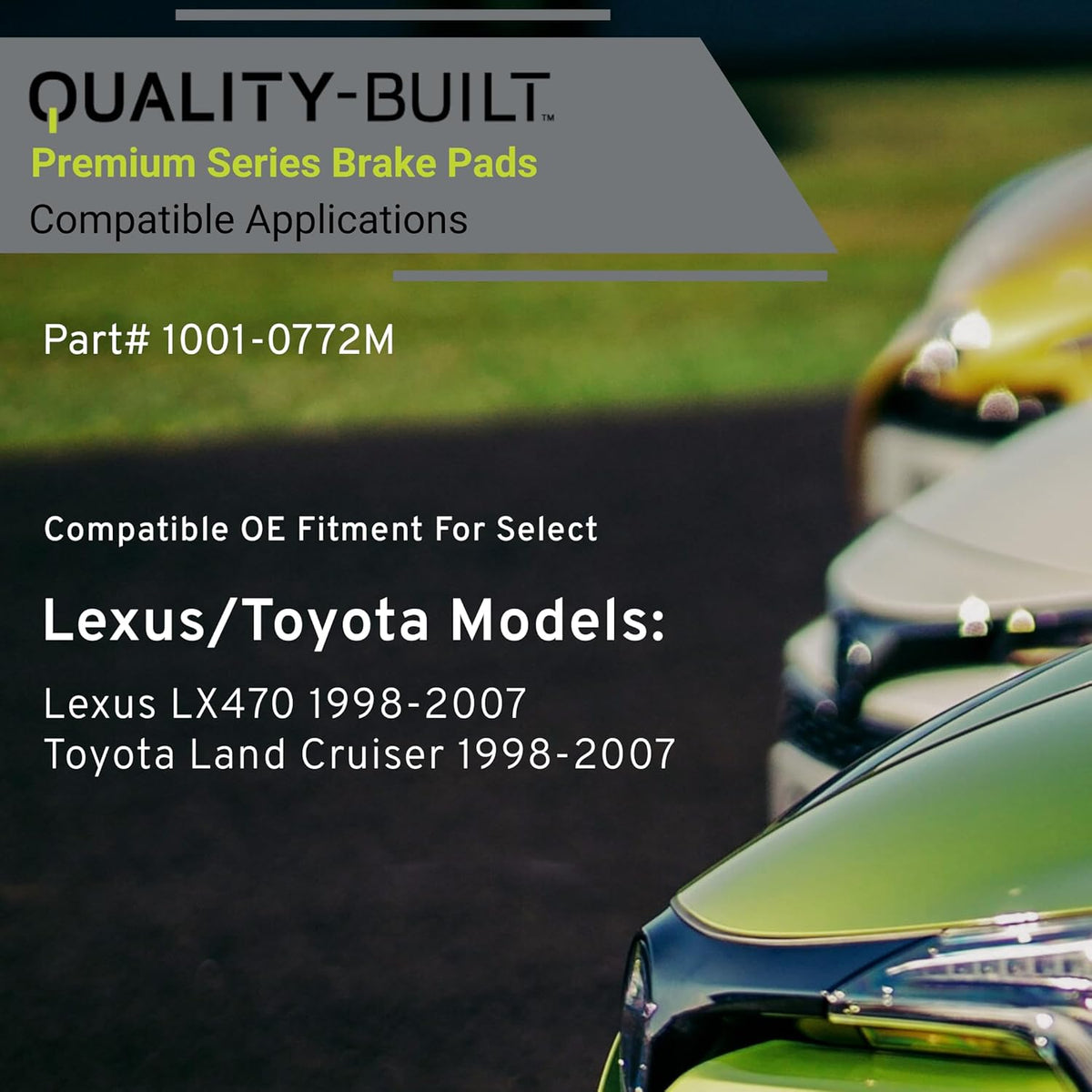 Premium Semi-Metallic Front Brake Pads (1001-0772M) Compatible with Lexus LX470 1998-2007, Toyota Land Cruiser 1998-2007