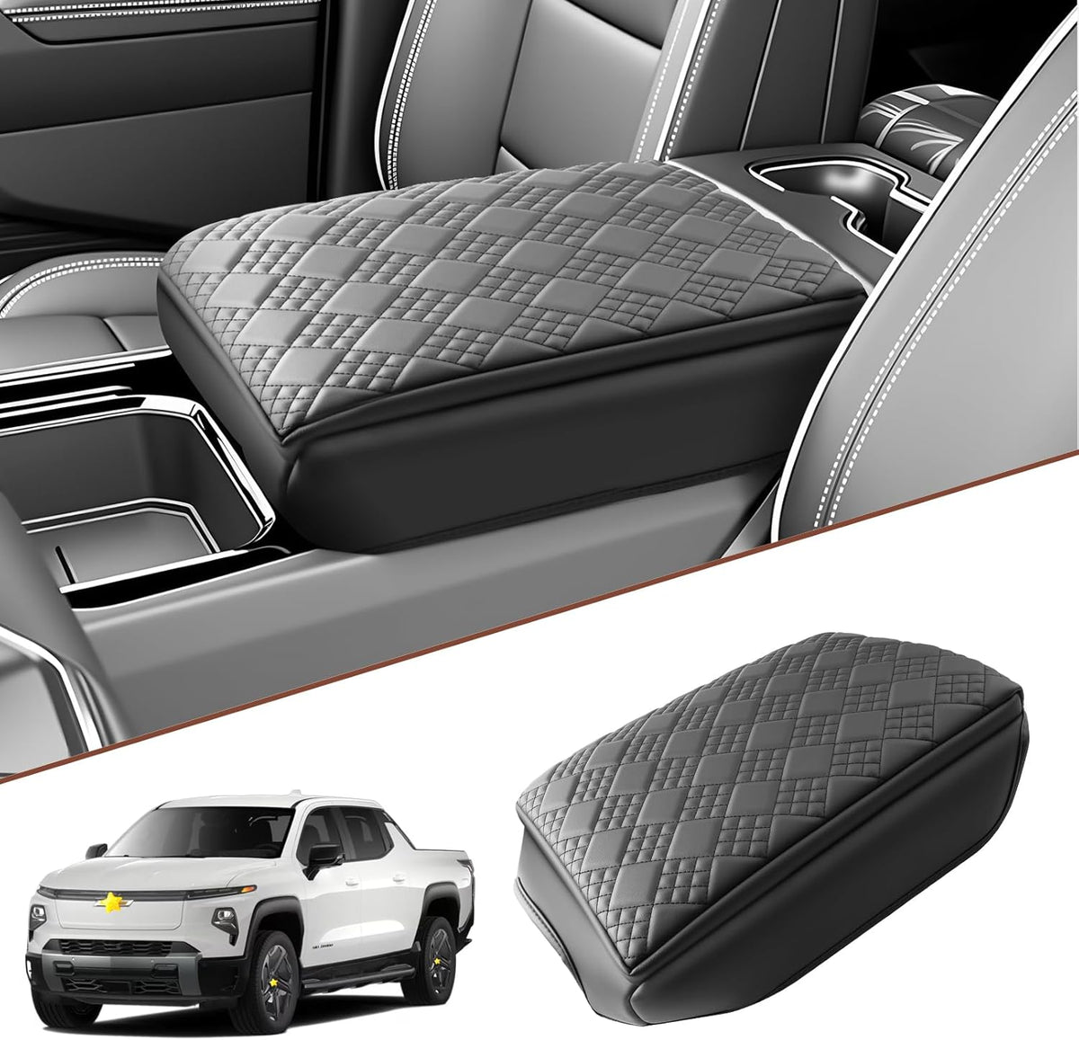 SKTU 2024 2025 2026 Chevy Silverado EV Center Console Cover Silverado EV Armrest Cover Silverado EV Console Pad [Durable, Soft] 2024 2025 2026 Chevy Silverado EV Accessories Console Cushion (Thicken)