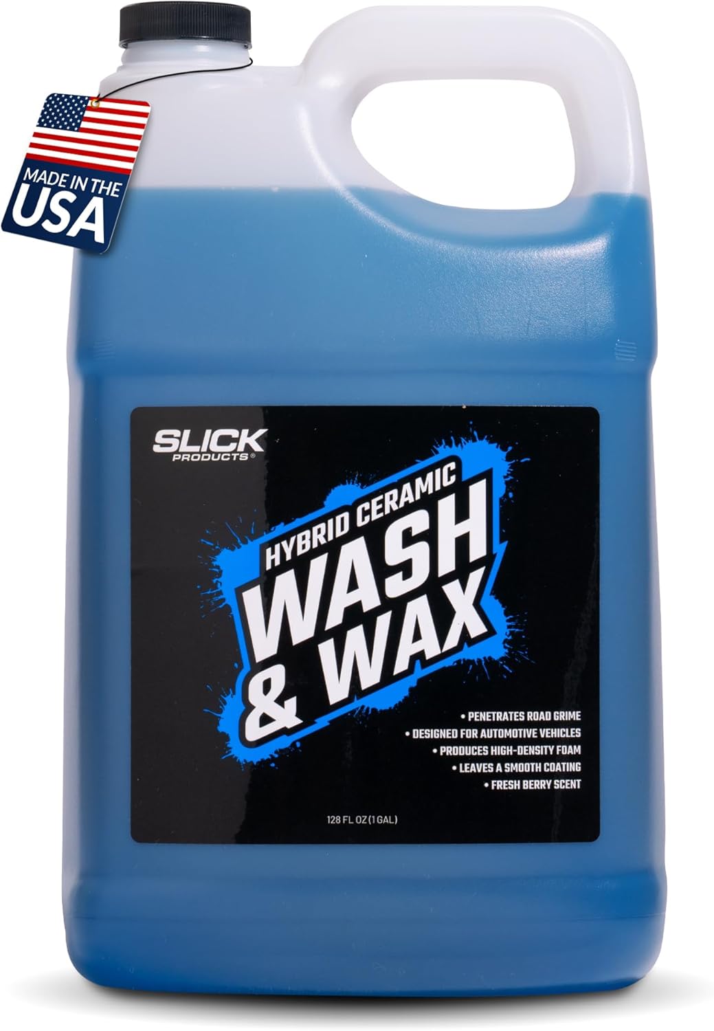 Slick Products Wash & Wax Extra Thick Foaming Cleaning Solution Motorcycle, Truck, Trailer, Boat, Car Wash Soap - Works With Foam Cannon, Foam Gun, Sprayers, Buckets, 128 oz., Tropical Scent